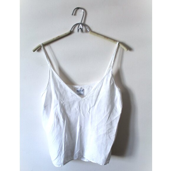 esby apparel Harriette Tank / Small / White Linen Loose Small Batch V-Neck - Picture 4 of 8